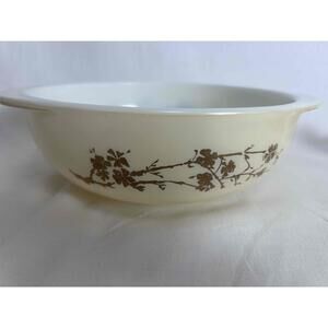 Pyrex Golden Branch Vintage Floral Glass Casserole Bowl 2 Quart USA